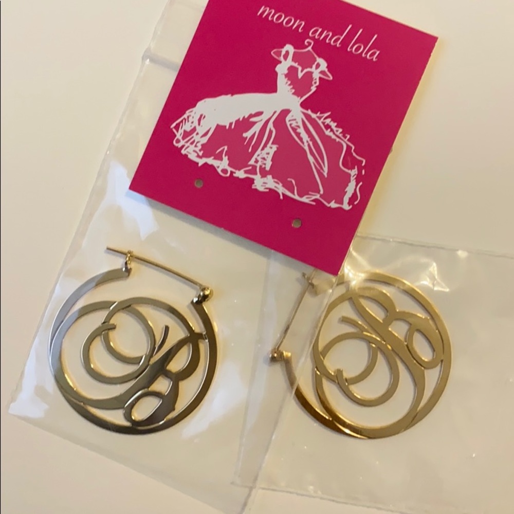 Moon and Lola B letter earrings